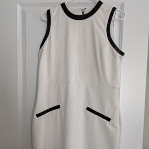 Express White Sheath Dress with Black Trim